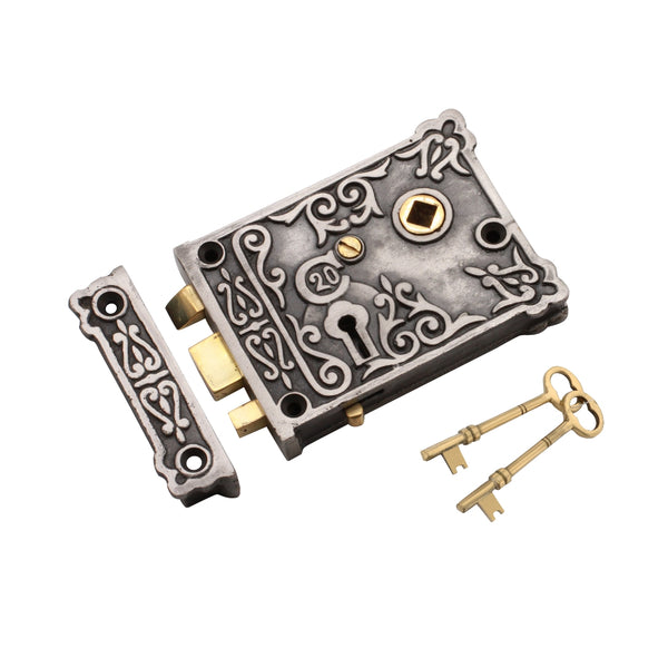 Spira Brass - Floral Rim Lock  - Pewter - SB7102PEW - Choice Handles