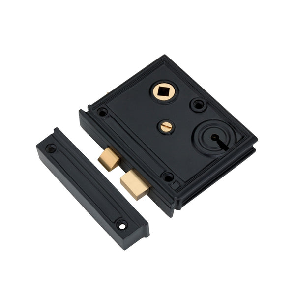 Spira Brass - Vertical Rim Lock  - Black - SB7109BLK - Choice Handles