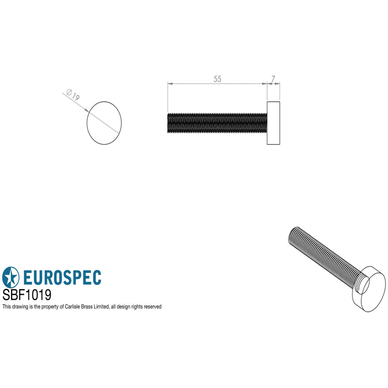 Eurospec - Bolt Cap Fixing Pack To Suit 19mm Pull Handle - Satin Stainless Steel - SBF1019SSS