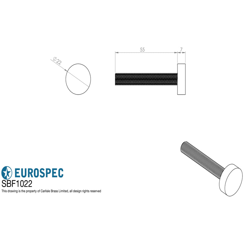 Eurospec - Bolt Cap Fixing Pack to Suit 22mm Pull Handle - Satin Stainless Steel - SBF1022SSS