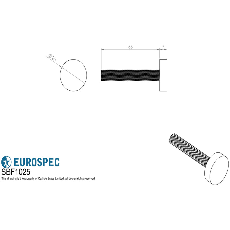 Eurospec - Bolt Cap Fixing Pack To Suit 25mm Pull Handle - Bright Stainless Steel - SBF1025BSS