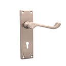 Spira Brass - Victorian Scroll Lock Lever Handle 150mm  - Satin Nickel - SB1402SN - Choice Handles