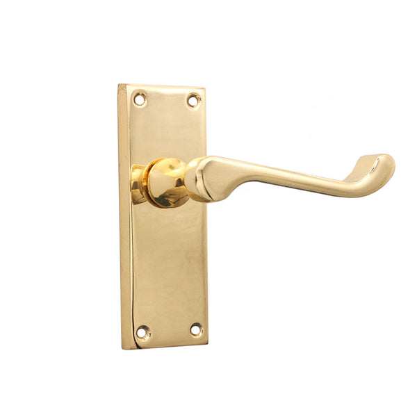 Spira Brass - Victorian Scroll Latch Lever Handle 115mm  - Polished Brass - SB1403PB - Choice Handles