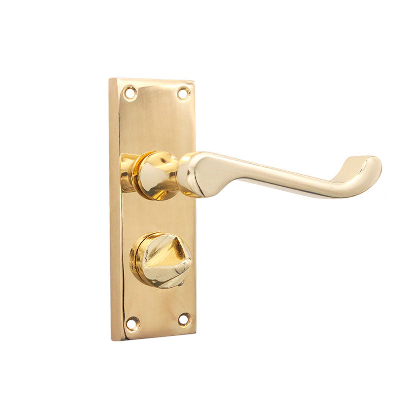 Spira Brass - Victorian Scroll Privacy Lever Handle 115mm  - Polished Brass - SB1413PB - Choice Handles