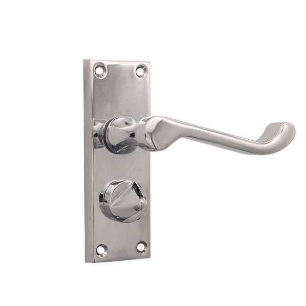 Spira Brass - Victorian Scroll Privacy Lever Handle 115mm  - Polished Chrome - SB1413PC - Choice Handles