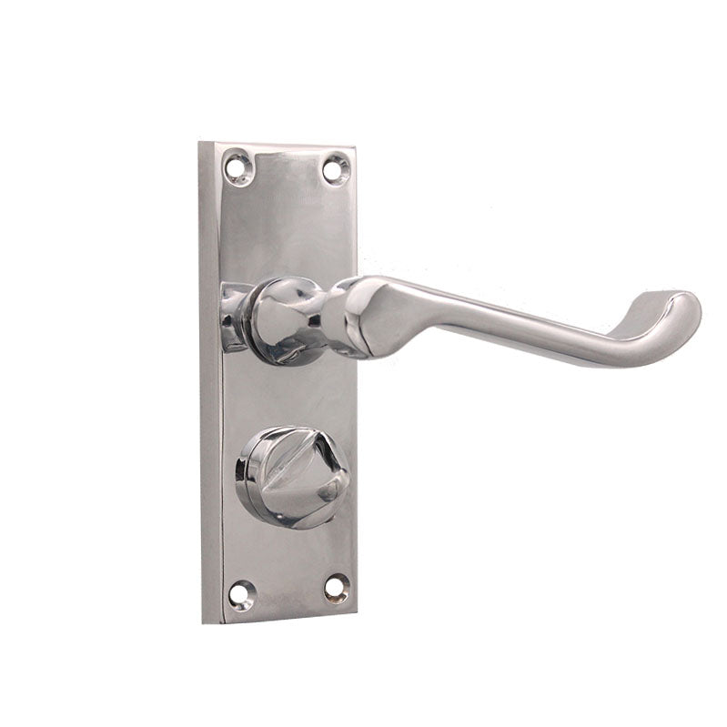 Spira Brass - Victorian Scroll Privacy Lever Handle 115mm  - Polished Chrome - SB1413PC - Choice Handles