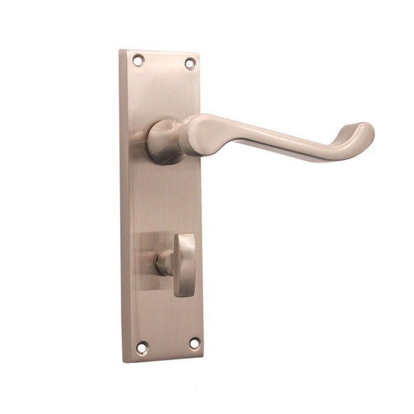 Spira Brass - Victorian Scroll Privacy Lever Handle 150mm  - Satin Nickel - SB1422SN - Choice Handles