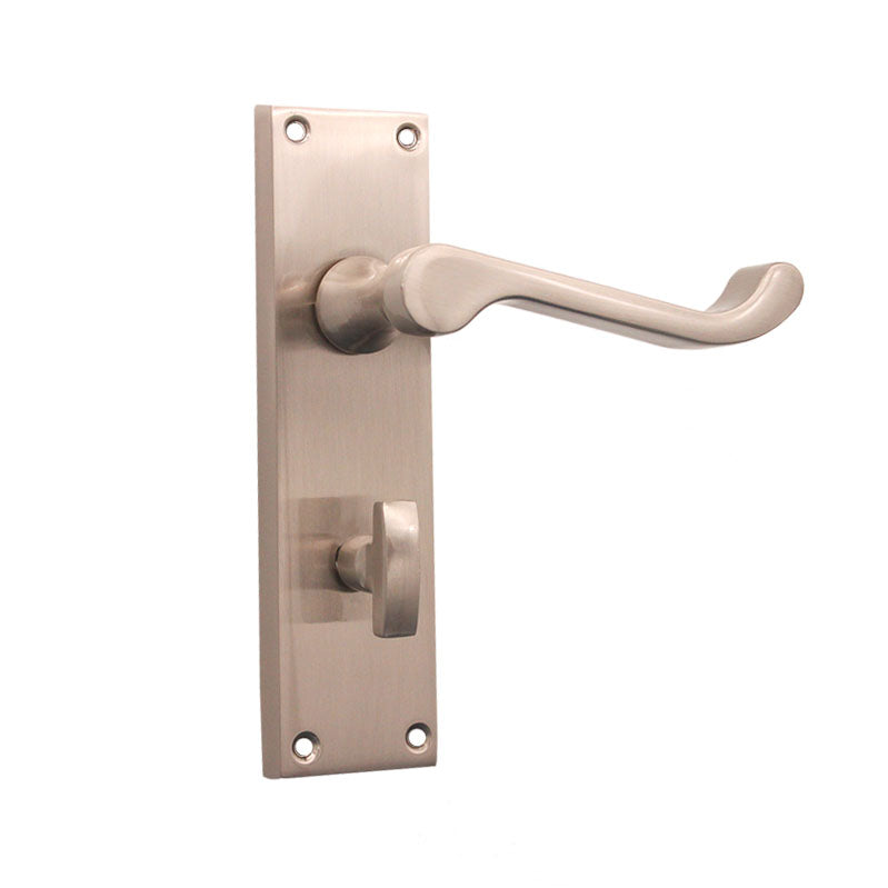 Spira Brass - Victorian Scroll Privacy Lever Handle 150mm  - Satin Nickel - SB1422SN - Choice Handles