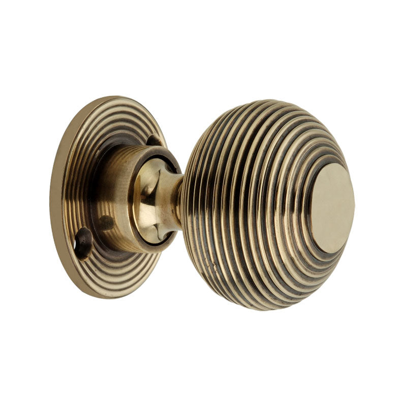 Spira Brass - Beehive 50mm Rim/Mortice Door Knob  - Aged Brass - SB2105AB - Choice Handles