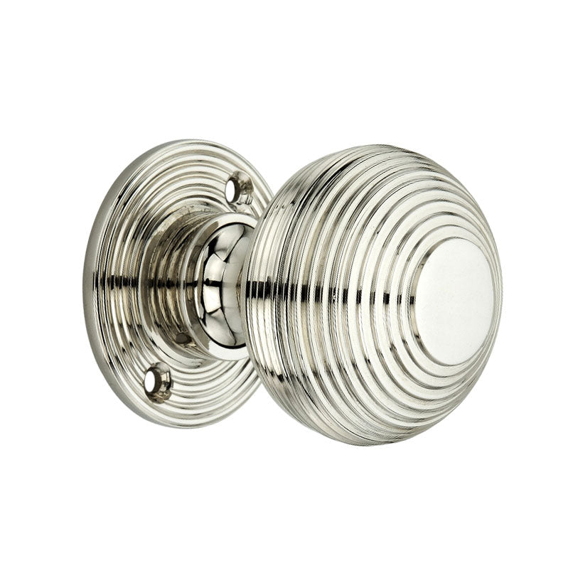 Spira Brass - Beehive 50mm Rim/Mortice Door Knob  - Polished Nickel - SB2105PN - Choice Handles