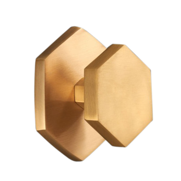 Spira Brass - Hexagonal Centre Door Knob  - Satin Brass - SB2204SB - Choice Handles