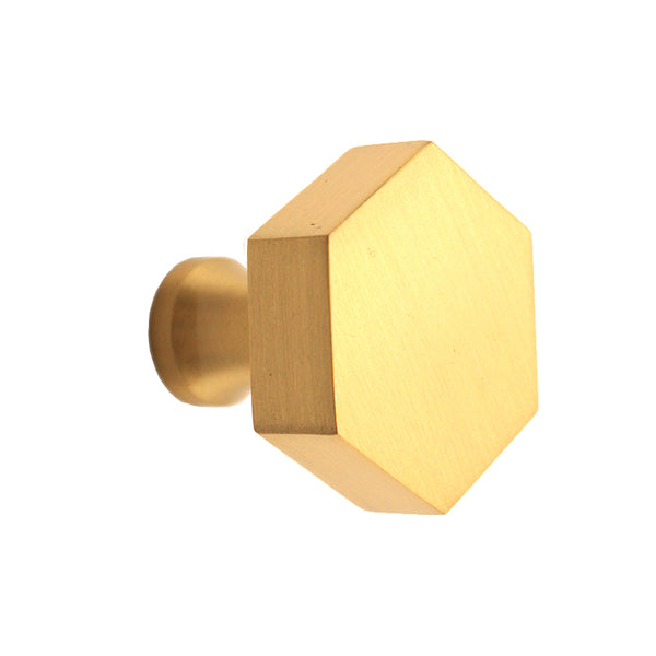 Spira Brass - Hexagonal Cupboard Knob  - Satin Brass - SB2311SB - Choice Handles