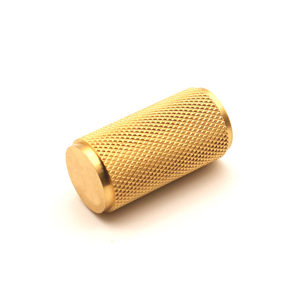Spira Brass - Knurled Cylinder Cupboard Pull  - Satin Brass - SB2327SB - Choice Handles