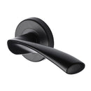 Sorrento Door Handle Lever Latch on Round Rose Treviso Design Matt Black finish - SC-2042-BLK - Choice Handles