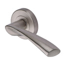 Sorrento Door Handle Lever Latch on Round Rose Treviso Design Satin Nickel on Zinc finish
 - SC-2042-SNZ