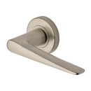 Sorrento Door Handle Lever Latch on Round Rose Amalfi Design Satin Nickel on Zinc finish
 - SC-2059-SNZ