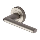Sorrento Door Handle Lever Latch on Round Rose Lena Design Satin Nickel on Zinc finish
 - SC-2352-SNZ