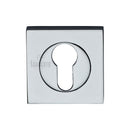 Sorrento Euro Profile Cylinder Escutcheon Square Polished Chrome finish - SC-SQ0192-PC - Choice Handles