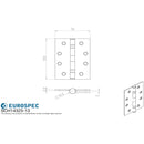 Eurospec - 102 X 76 X 2.5mm Slim Knuckle Ball Bearing Hinge Grade 13 C/W Screws (Pair) - Satin Stainless Steel - SCH14325/13SSS - Choice Handles