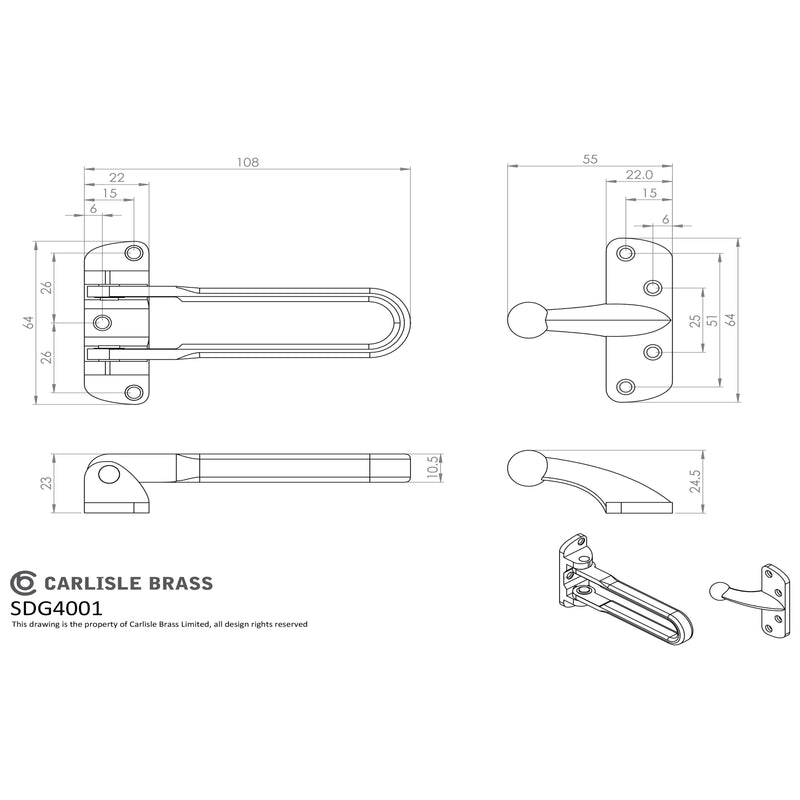 Carlisle Brass - Door Guard - Polished Chrome - SDG4001CP - Choice Handles