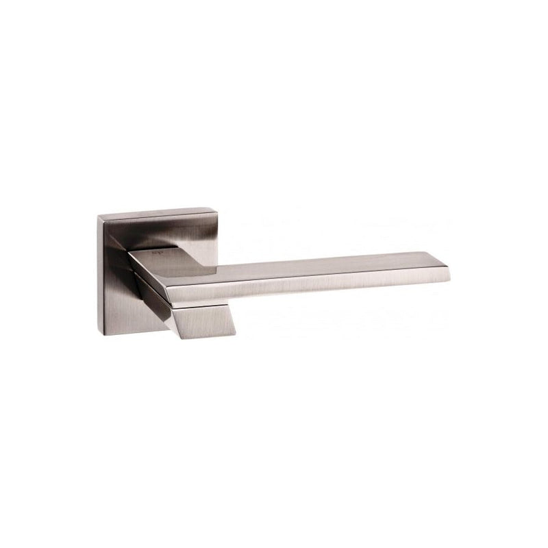 Senza Pari Giovanni Lever Door Handle on Flush Square Rose - Satin Nickel - SP203SN