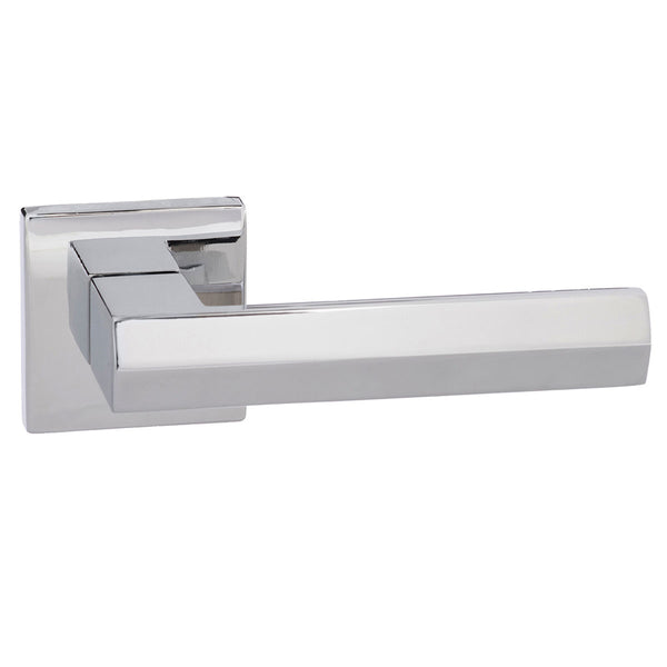 Senza Pari Davoli Lever Door Handle on Flush Square Rose - Polished Chrome - SP216PC