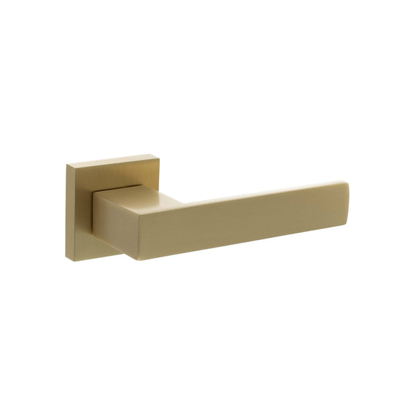 Senza Pari Panetti Lever Door Handle on Flush Square Rose - Satin Brass - SP217SB