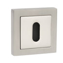 Senza Pari Key Escutcheons on Square Rose - Satin Nickel/Polished Nickel - SPCESCKSNNP - Choice Handles