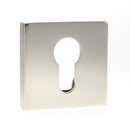Senza Pari Euro Escutcheons on Flush Square Rose - Polished Nickel - SPESCEPN - Choice Handles