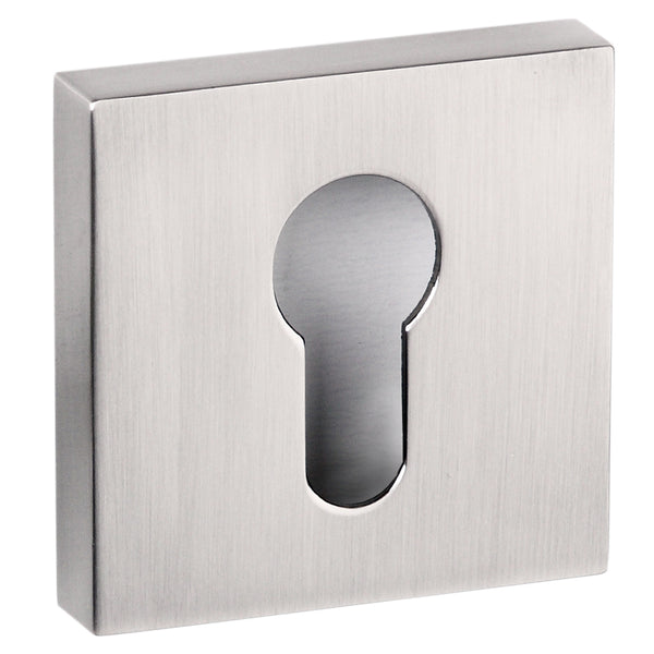 Senza Pari Euro Escutcheons on Flush Square Rose - Satin Nickel - SPESCESN - Choice Handles