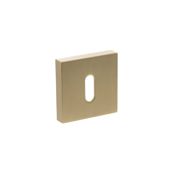 Senza Pari Key Escutcheons on Minimal Square Rose - Satin Brass - SPESCKSB - Choice Handles