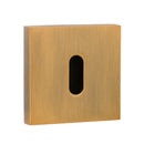 Senza Pari Key Escutcheons on Flush Square Rose - Weathered Antique Bronze - SPESCKWAB - Choice Handles
