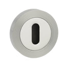 Senza Pari Key Escutcheons on Round Rose - Satin Nickel/Chome Plate - SPMESCKSNCP - Choice Handles
