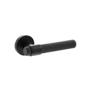 Senza Pari Andretta Knurled Lever Door Handle on Minimal Round Rose - Matt Black - SPR160MB - Choice Handles