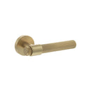Senza Pari Andretta Knurled Lever Door Handle on Minimal Round Rose - Satin Brass - SPR160SB - Choice Handles