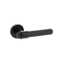 Senza Pari Fasana Linear Knurled Lever Door Handle on Minimal Round Rose - Matt Black - SPR165MB - Choice Handles