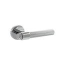 Senza Pari Fasana Linear Knurled Lever Door Handle on Minimal Round Rose - Polished Chrome - SPR165PC - Choice Handles