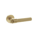 Senza Pari Fasana Linear Knurled Lever Door Handle on Minimal Round Rose - Satin Brass - SPR165SB - Choice Handles