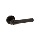 Senza Pari Fasana Linear Knurled Lever Door Handle on Minimal Round Rose - Urban Dark Bronze - SPR165UDB - Choice Handles