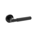 Senza Pari Rosarno Knurled Lever Door Handle on Minimal Round Rose - Matt Black - SPR170MB - Choice Handles