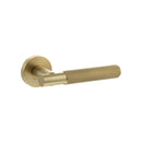Senza Pari Rosarno Knurled Lever Door Handle on Minimal Round Rose - Satin Brass - SPR170SB - Choice Handles