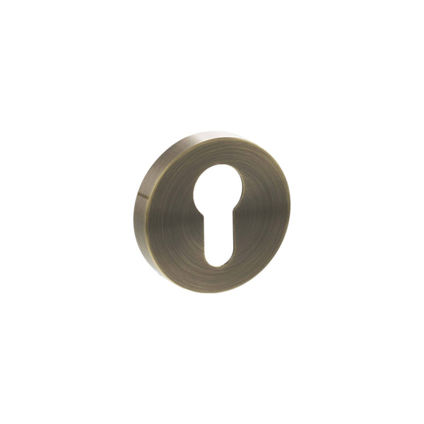 Senza Pari Euro Escutcheons on Minimal Round Rose - Antique Brass - SPRESCEAB - Choice Handles