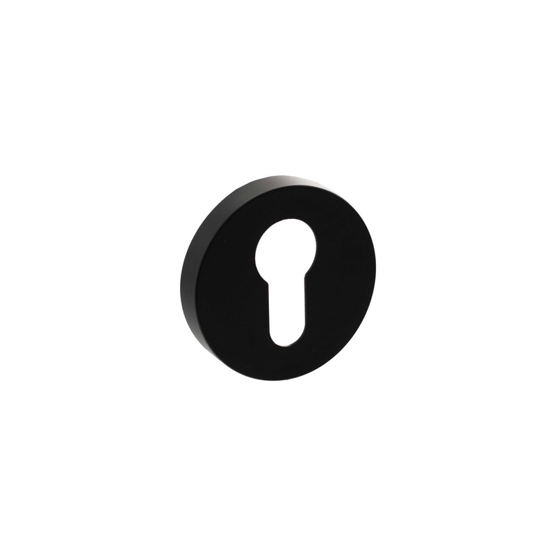 Senza Pari Euro Escutcheons on Minimal Round Rose - Matt Black - SPRESCEMB - Choice Handles