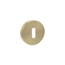 Senza Pari Key Escutcheons on Minimal Round Rose - Satin Brass - SPRESCKSB - Choice Handles