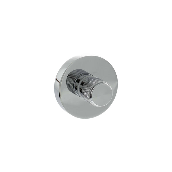 Senza Pari Knurled WC Turn and Release on Minimal Round Rose - Polished Chrome - SPRKWCPC