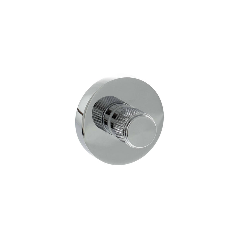 Senza Pari Knurled WC Turn and Release on Minimal Round Rose - Polished Chrome - SPRKWCPC