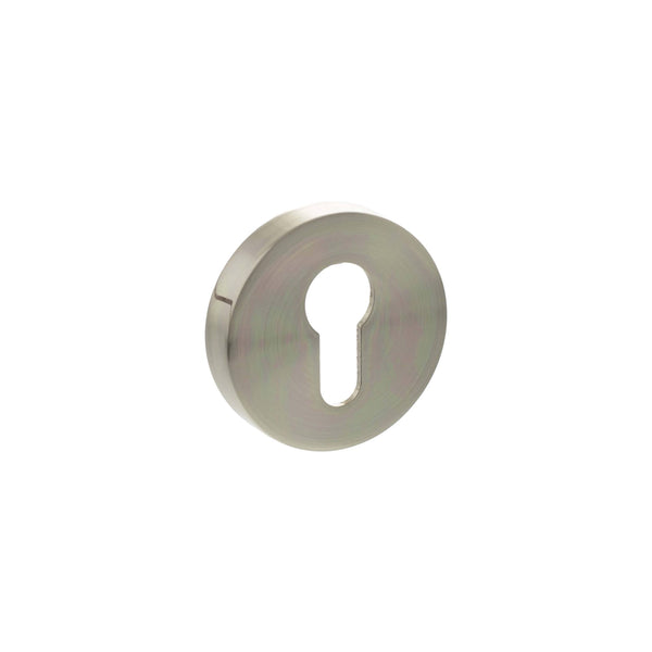 Senza Pari Euro Escutcheons on Round Rose - Satin Nickel - SPROESCESN - Choice Handles