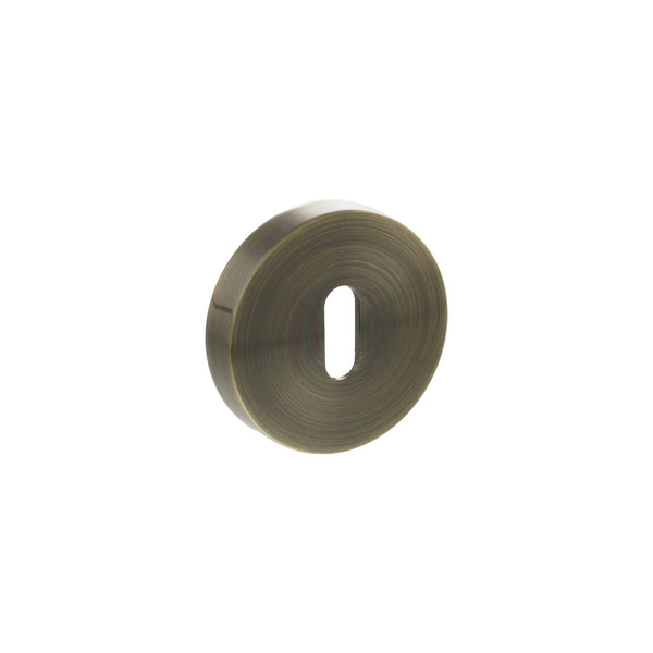 Senza Pari Key Escutcheons on Round Rose - Antique Brass - SPROESCKAB - Choice Handles