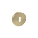Senza Pari Key Escutcheons on Round Rose - Satin Brass - SPROESCKSB - Choice Handles