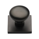 Heritage Brass Cabinet Knob Victorian Round Design with Square Backplate 32mm Matt Bronze finish - SQ113-MB - Choice Handles